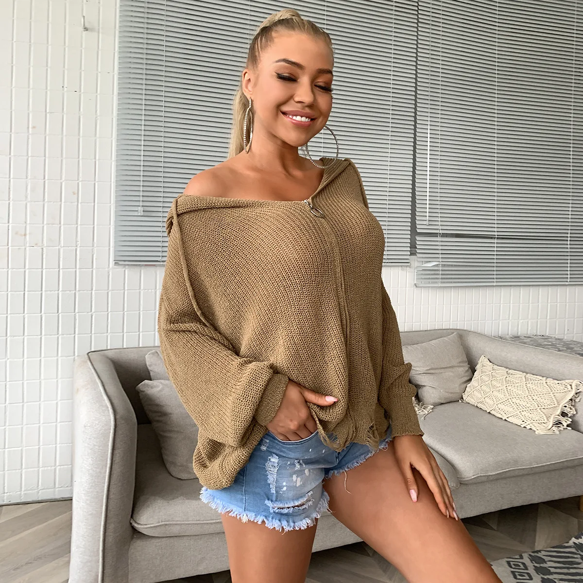 Short Hooded Cardigan Femme Grande Taille Zipper Sweater V-Neck Casual Solid Brown Cotton Knitted Sweater For Girl Vintage
Short Hooded Cardigan Femme Grande Taille Zipper Sweater V-Neck Casual Solid Brown Cotton Knitted Sweater For Girl Vintage