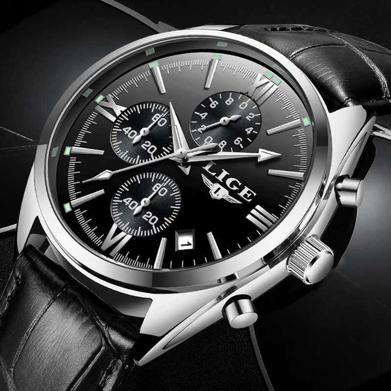 2020 New LIGE Fashion Mens Watches Top Brand Luxury Military Quartz Watch Premium Leather Waterproof Sport Chronograph Watch Men
2020 New LIGE Fashion Mens Watches Top Brand Luxury Military Quartz Watch Premium Leather Waterproof Sport Chronograph Watch Men