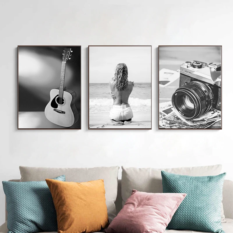 Nordic Posters and Prints Black White Camera Guitar Piano Sexy Girl Wall Art Canvas Painting Wall Art Pictures for Living Room
Nordic Posters and Prints Black White Camera Guitar Piano Sexy Girl Wall Art Canvas Painting Wall Art Pictures for Living Room