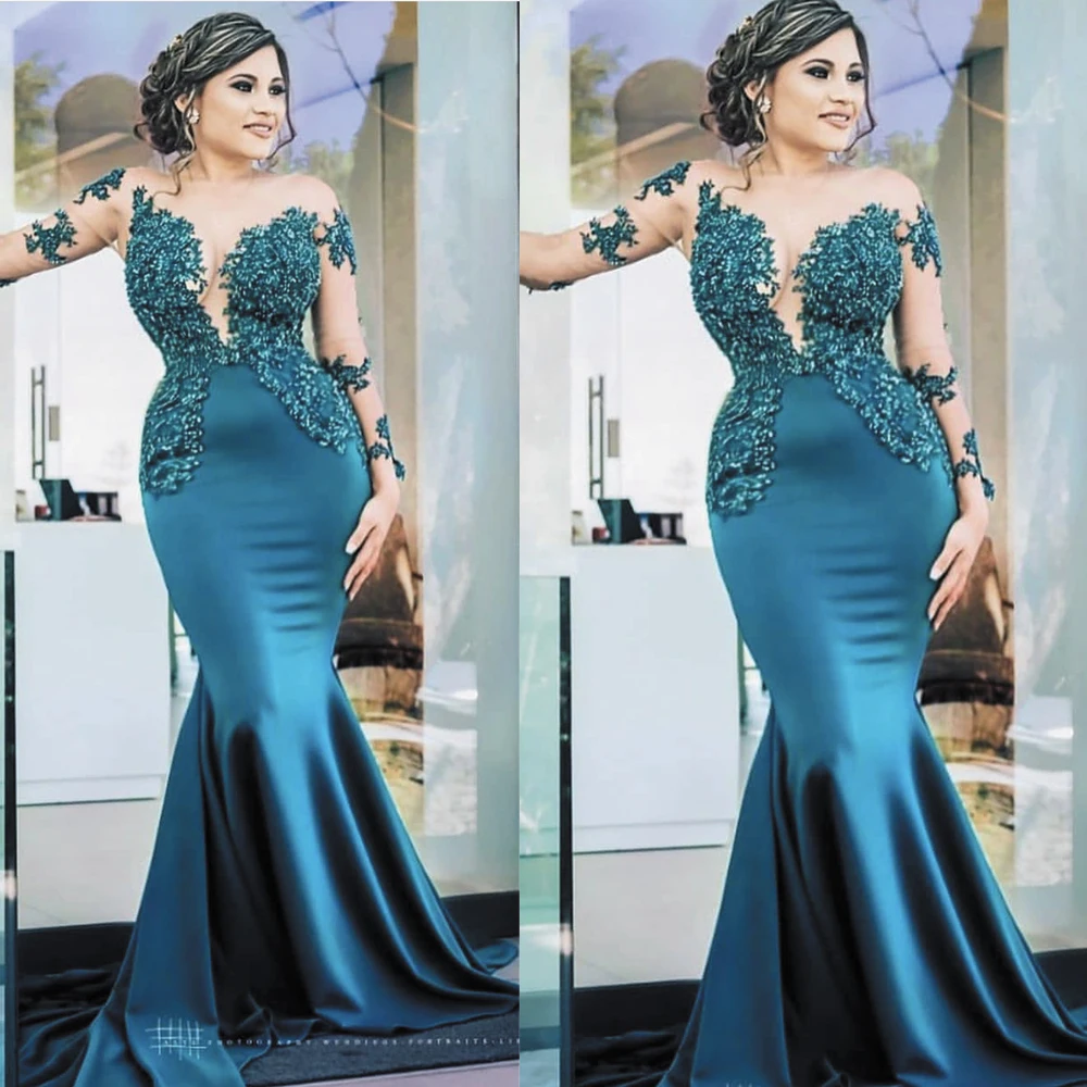 SuperKimJo Robe Teal Green Evening Dresses Long Sleeve Lace Applique Modest Mermaid Elegant Party Dress Vestido De Festa
SuperKimJo Robe Teal Green Evening Dresses Long Sleeve Lace Applique Modest Mermaid Elegant Party Dress Vestido De Festa