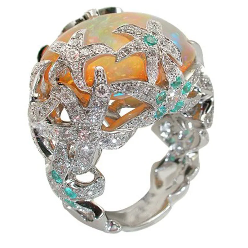 New Fashion Shiny Star Crystal Ring Natural Orange Fire Opal Wholesale Ladies Jewelry
New Fashion Shiny Star Crystal Ring Natural Orange Fire Opal Wholesale Ladies Jewelry