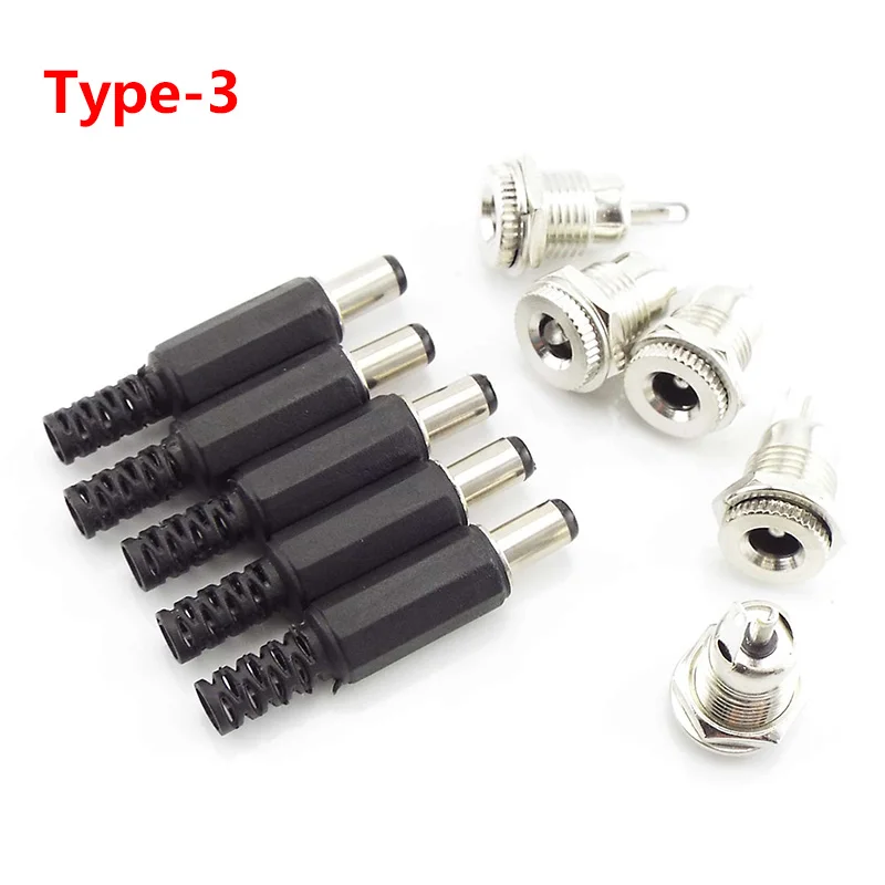 5PCS 12V 5.5 x 2.5mm Plastic Male Plugs DC Power Socket Female Jack Screw Nut Panel Mount Connector Adapter CCTV LED Strip | Безопасность