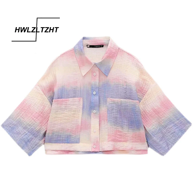 HWLZLTZHT Women Flowy Tie Dye Cropped Shirt Vintage Short Sleeve Summer Tops Woman Fashion Front Patch Pockets Casual Shirts
HWLZLTZHT Women Flowy Tie Dye Cropped Shirt Vintage Short Sleeve Summer Tops Woman Fashion Front Patch Pockets Casual Shirts