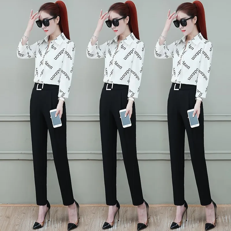 chiffon Korean version shirt suit women's 2021 this year's new fashion professional temperament goddess model two piece panties
chiffon Korean version shirt suit women's 2021 this year's new fashion professional temperament goddess model two piece panties