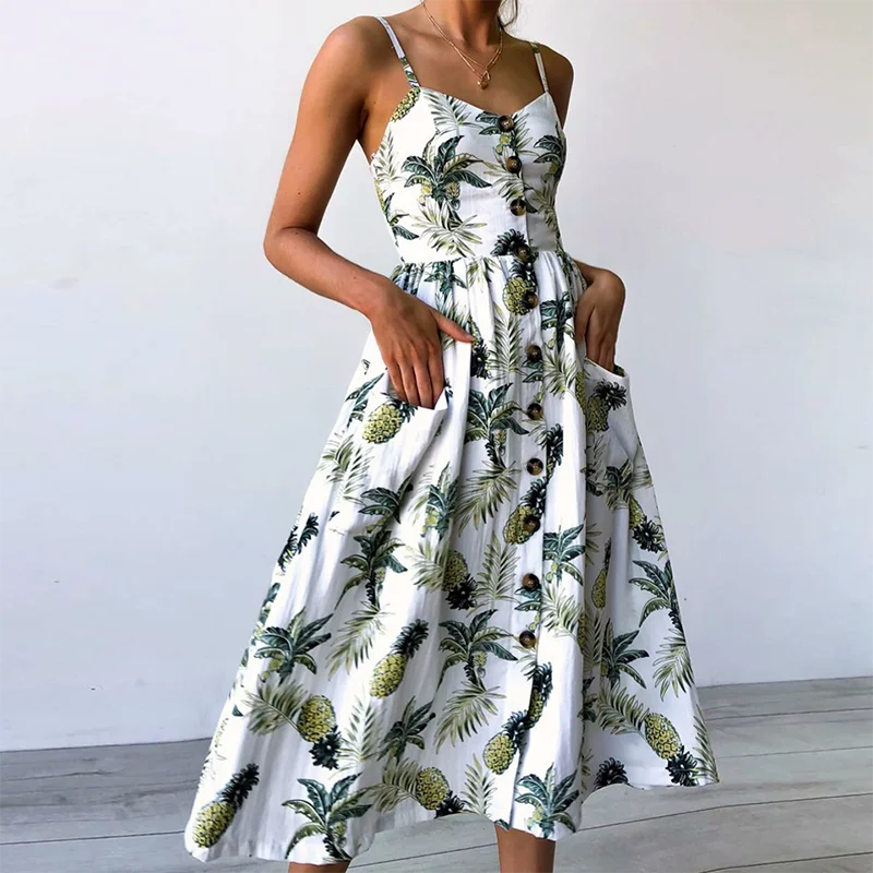 Vintage Casual Sundress Female Beach Dress Midi Button Backless Polka Dot Striped Women Dress 2020Summer Sexy Floral Party Dress
Vintage Casual Sundress Female Beach Dress Midi Button Backless Polka Dot Striped Women Dress 2020Summer Sexy Floral Party Dress