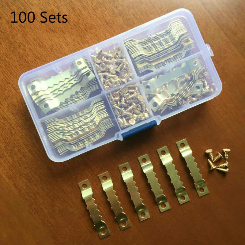 100Pcs photo frame hardware installation accessories combination gold serrated hook photo frame metal hook gold double-sided
100Pcs photo frame hardware installation accessories combination gold serrated hook photo frame metal hook gold double-sided