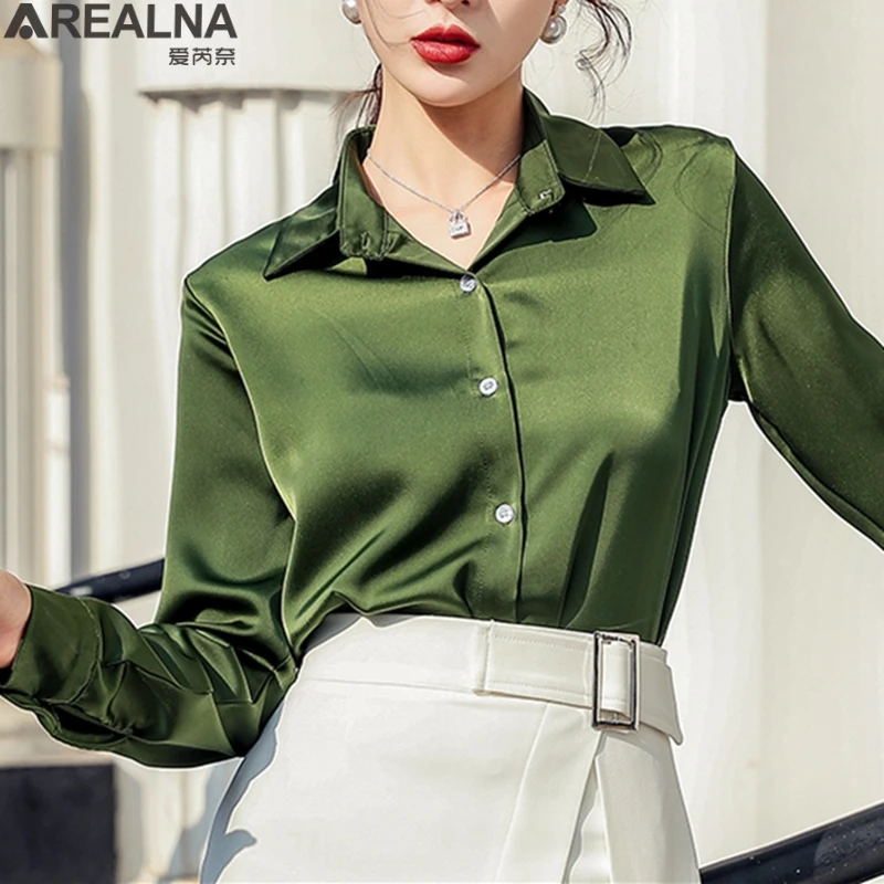 blusas mujer de moda 2022 autumn Women's Blouse Single-breasted Lapel Solid Loose Satin Casual Elegant Shirts Wild Ladies Tops
blusas mujer de moda 2022 autumn Women's Blouse Single-breasted Lapel Solid Loose Satin Casual Elegant Shirts Wild Ladies Tops