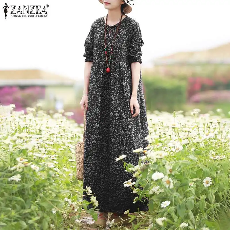 Stylish Women's Printed Sundress 2021 ZANZEA Floral Dress Spring Casual Long Sleeve Maxi Vestidos Female Hollow Robe
Stylish Women's Printed Sundress 2021 ZANZEA Floral Dress Spring Casual Long Sleeve Maxi Vestidos Female Hollow Robe
