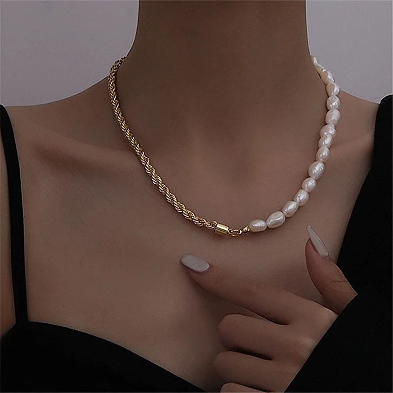 Fashion Jewelry Single One Layer Chain Necklace Hot Sale Elegant Geometric Natural Freshwater Pearls Necklace For Women Gifts
Fashion Jewelry Single One Layer Chain Necklace Hot Sale Elegant Geometric Natural Freshwater Pearls Necklace For Women Gifts