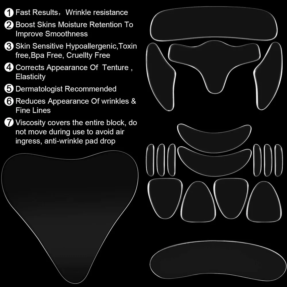 Reusable Silicone Wrinkle Removal Sticker Face Forehead Neck Eye Sticker Pad Anti Wrinkle Aging Skin Lifting Care Patch 11Pcs
Reusable Silicone Wrinkle Removal Sticker Face Forehead Neck Eye Sticker Pad Anti Wrinkle Aging Skin Lifting Care Patch 11Pcs