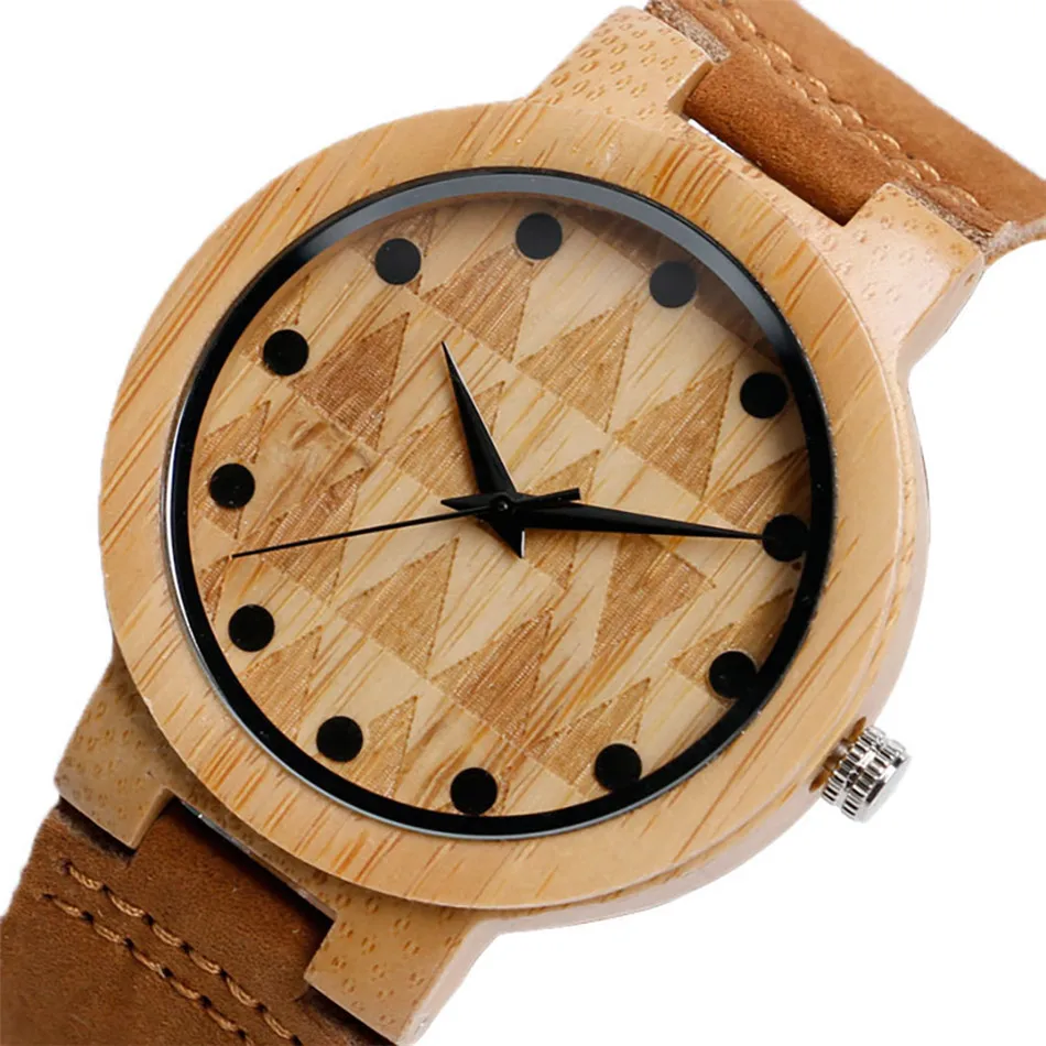 Retro Triangles Pattern Round Dial Men Bamboo Watch Quartz Wristwatch Brown Genuine Leather Watch Band Natural Wooden Men Watch
Retro Triangles Pattern Round Dial Men Bamboo Watch Quartz Wristwatch Brown Genuine Leather Watch Band Natural Wooden Men Watch