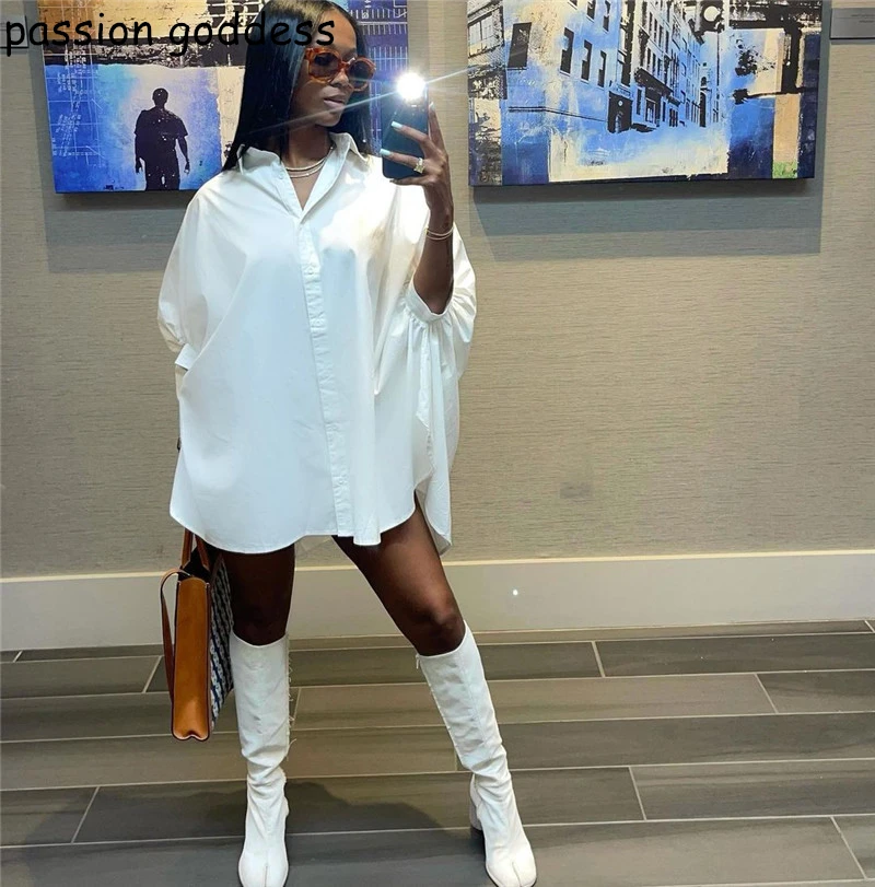 2021 Women Casual Spring Autumn Long White Shirt Turn-down Collar 3/4 Batwing Sleeve Loose Oversized Button Up Shirt Ladies Tops
2021 Women Casual Spring Autumn Long White Shirt Turn-down Collar 3/4 Batwing Sleeve Loose Oversized Button Up Shirt Ladies Tops