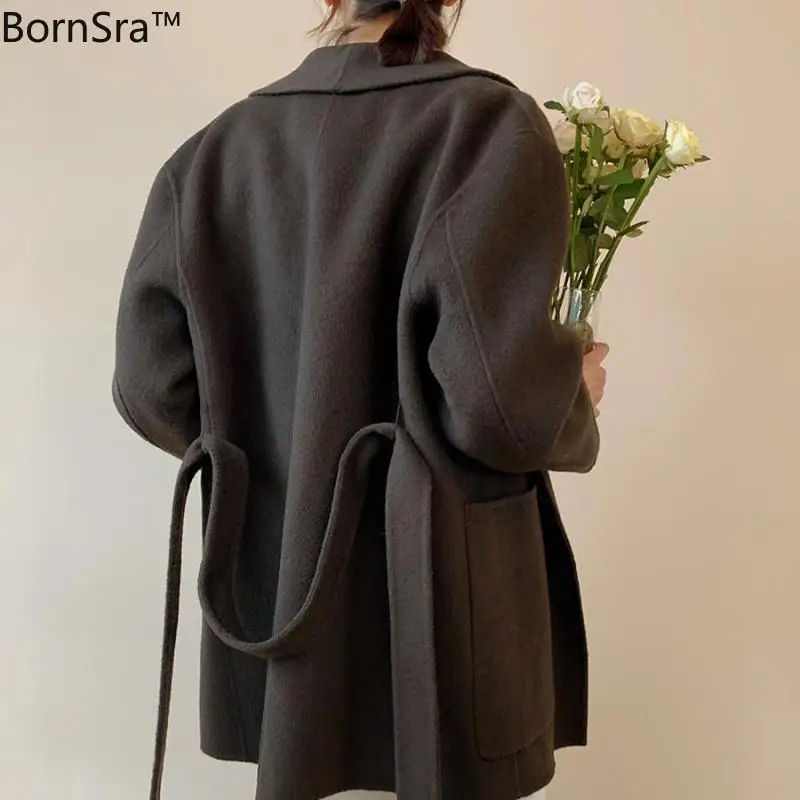 Bornsra Women Winter Coat Wool 2020 Elegant Loose Lace Up Black Overcoat Office Ladies High Quality Overcoat Female Korean Chic
Bornsra Women Winter Coat Wool 2020 Elegant Loose Lace Up Black Overcoat Office Ladies High Quality Overcoat Female Korean Chic