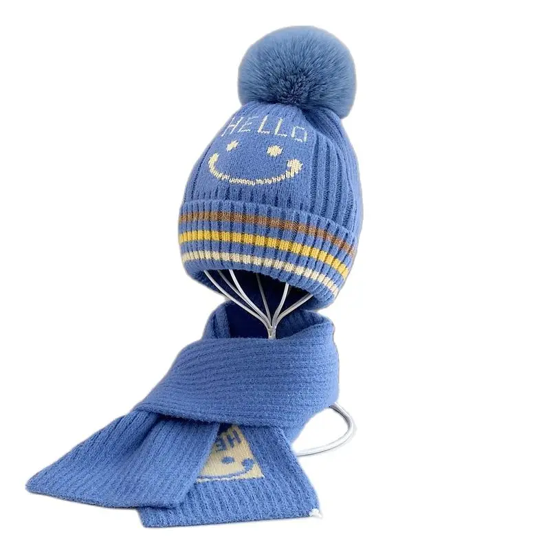 Winter Polyester Boys And Girls Hat Scarf Set Korean Version Thickening Warm Knitting Cap Cold-proof Children Scarf 2-Piece Suit
Winter Polyester Boys And Girls Hat Scarf Set Korean Version Thickening Warm Knitting Cap Cold-proof Children Scarf 2-Piece Suit
