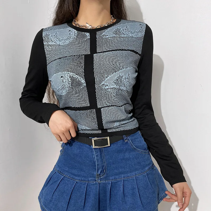 Уличная индивидуальная цветная облегающая футболка CQ с принтом глаз, Топ с длинным рукавом и облегающей талией
Уличная индивидуальная цветная облегающая футболка CQ с принтом глаз, Топ с длинным рукавом и облегающей талией