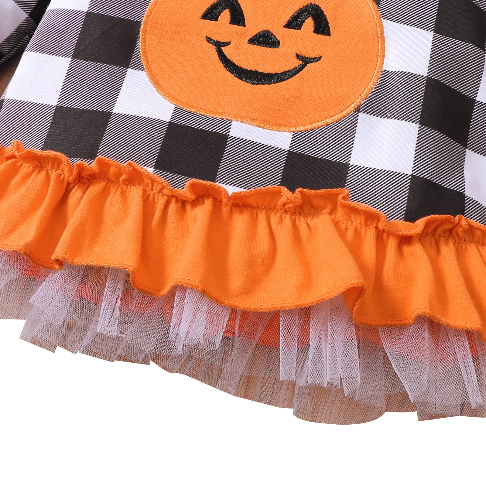 Girls Halloween Clothes Set Pumpkin Embroidery Long Sleeve O-neck T-shirt Plaid Print Flared Trousers 
Girls Halloween Clothes Set Pumpkin Embroidery Long Sleeve O-neck T-shirt Plaid Print Flared Trousers