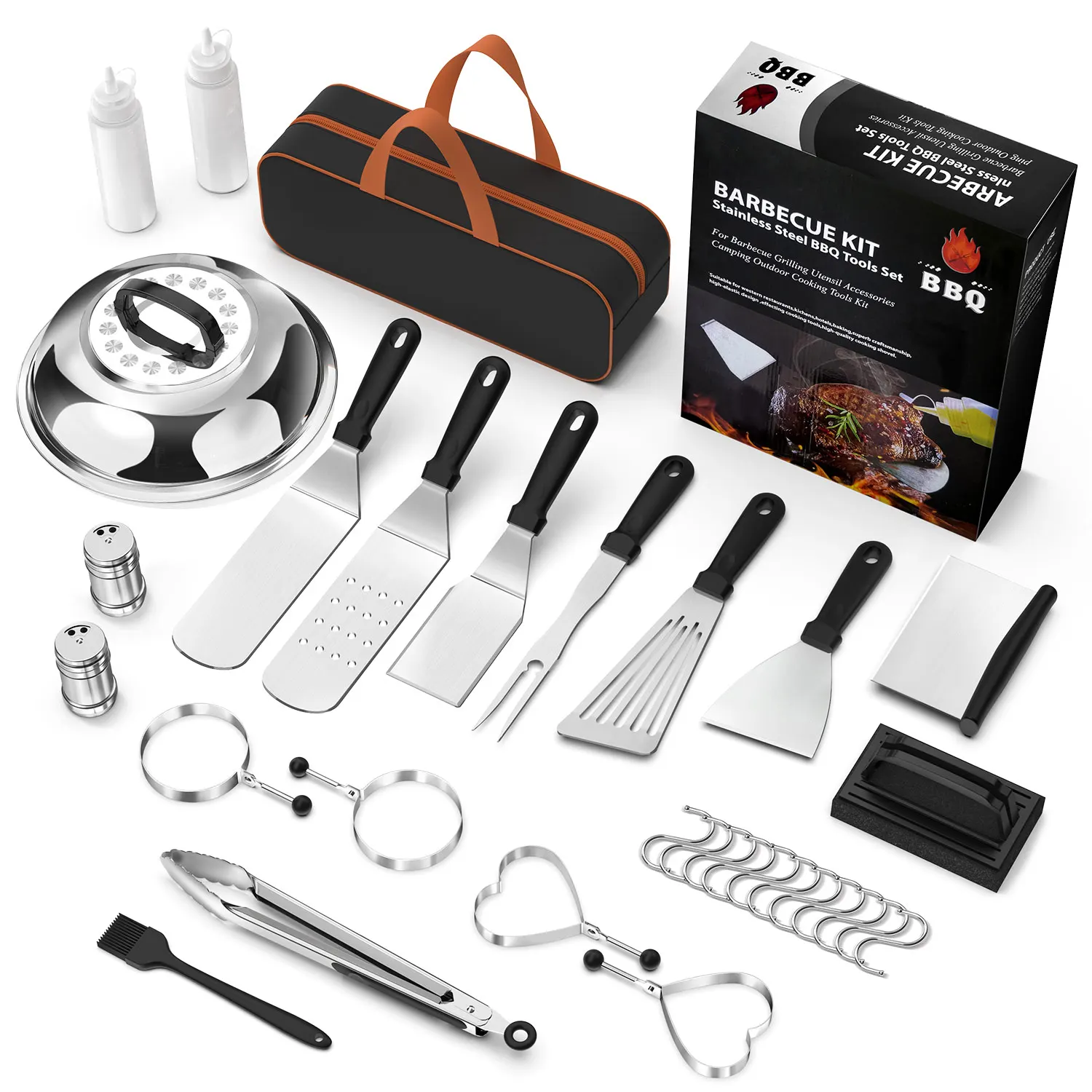 30 Pcs Flat Top Griddle Accessories Grill Griddle Accessories Kit Professional Heavy Duty Stainless Steel BBQ Grilling Utensils
30 Pcs Flat Top Griddle Accessories Grill Griddle Accessories Kit Professional Heavy Duty Stainless Steel BBQ Grilling Utensils