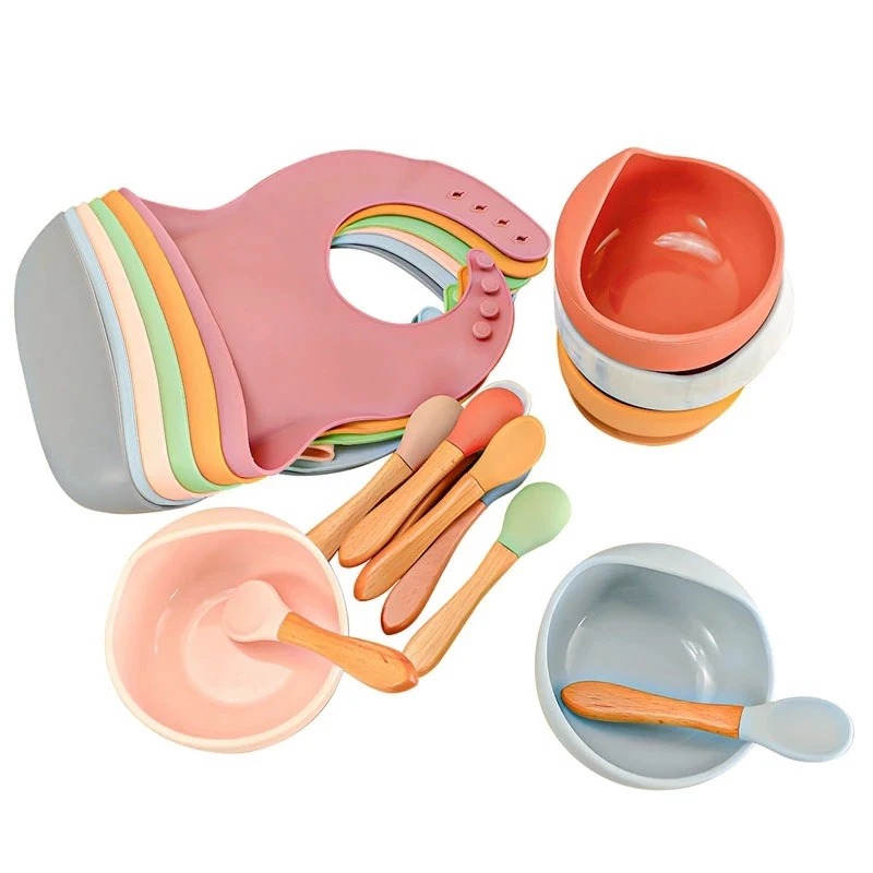 3pc/set Baby Silicone Bowl Set Kids Silicone Feeding Waterproof Bibs Set Wooden Spoon Food Grade 10 colors
3pc/set Baby Silicone Bowl Set Kids Silicone Feeding Waterproof Bibs Set Wooden Spoon Food Grade 10 colors