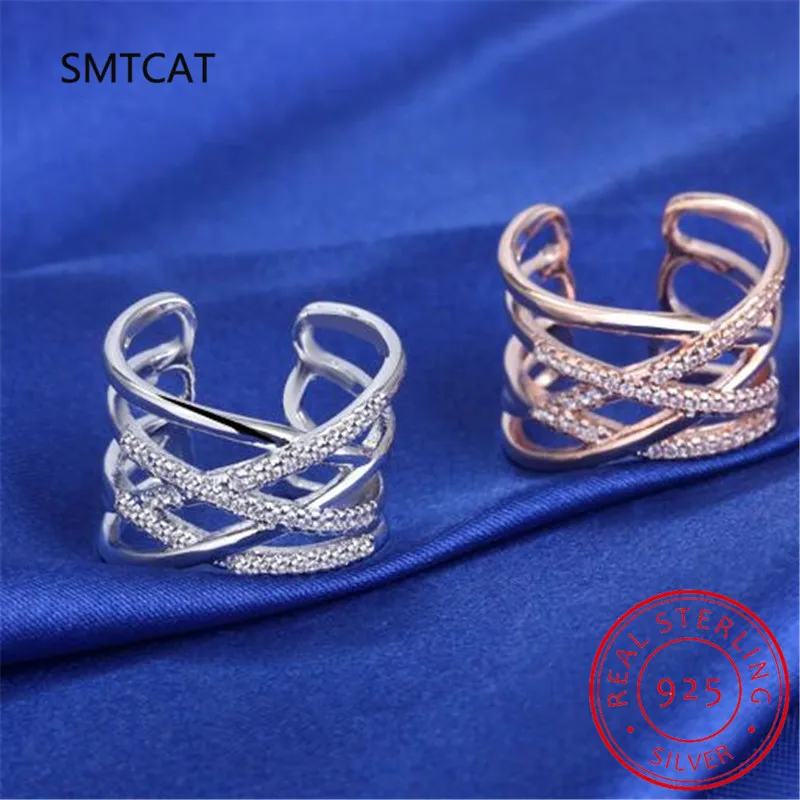 925 Sterling Silver Korean Style Opening Rings Multi-layer Line Cross Mosaic Zircon Moissanite Rings For Women Jewelry S-R243
925 Sterling Silver Korean Style Opening Rings Multi-layer Line Cross Mosaic Zircon Moissanite Rings For Women Jewelry S-R243