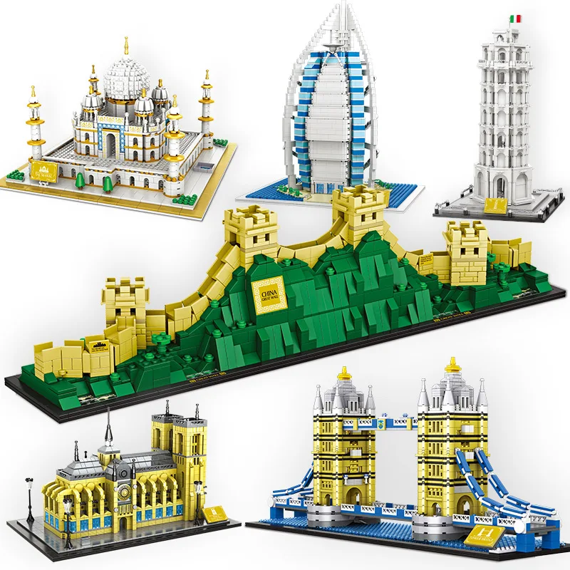 World famous building Great Wall Big Ben Taj Mahal three-dimensional model assembling small-particle building block DIY toys
World famous building Great Wall Big Ben Taj Mahal three-dimensional model assembling small-particle building block DIY toys