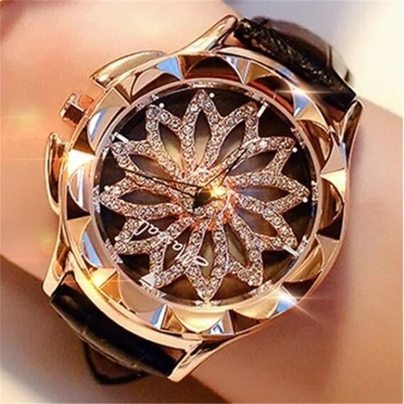 Watch Women Rhinestone Watches Ladies Leather Big Dial Bracelet Wrist Crystal Relogio Feminino Clock | Наручные часы