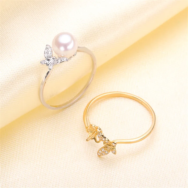 

Adjustable Ring Jewelry Parts Fittings Silver Accessories Ring Settings Findings Set Base Component Pearl Ring Women Nice Gift