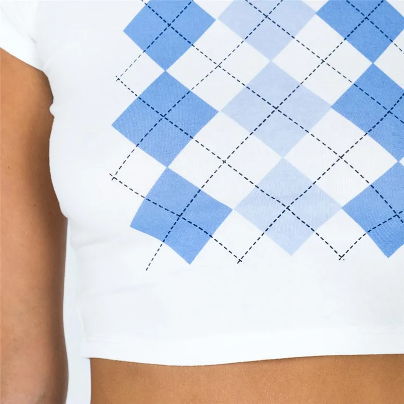 Women's T-shirt Plaid Print Short Sleeve Basic O-Neck Sports Leisure Crop Tops For Women's 2021 Summer Print Letter Streetwear
Women's T-shirt Plaid Print Short Sleeve Basic O-Neck Sports Leisure Crop Tops For Women's 2021 Summer Print Letter Streetwear