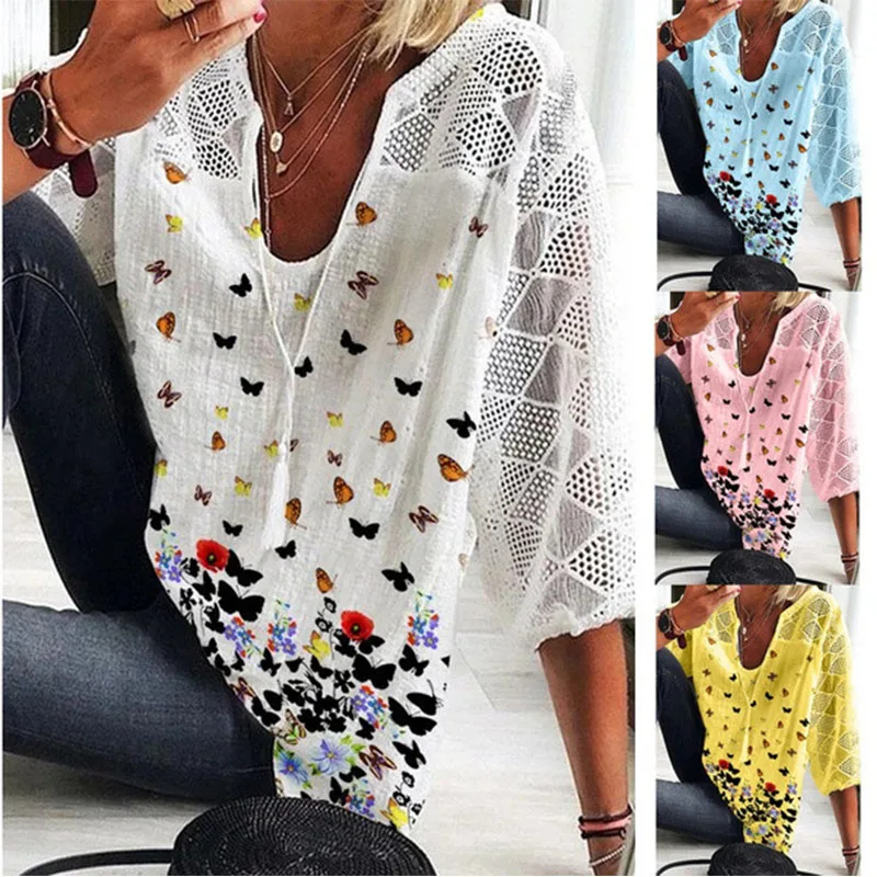 Summer V-neck Half Sleeve T-shirt New Butterfly Print Half Sleeve Tops Fashion Plus Size Loose Ladies Half Sleeve T-shirt
Summer V-neck Half Sleeve T-shirt New Butterfly Print Half Sleeve Tops Fashion Plus Size Loose Ladies Half Sleeve T-shirt