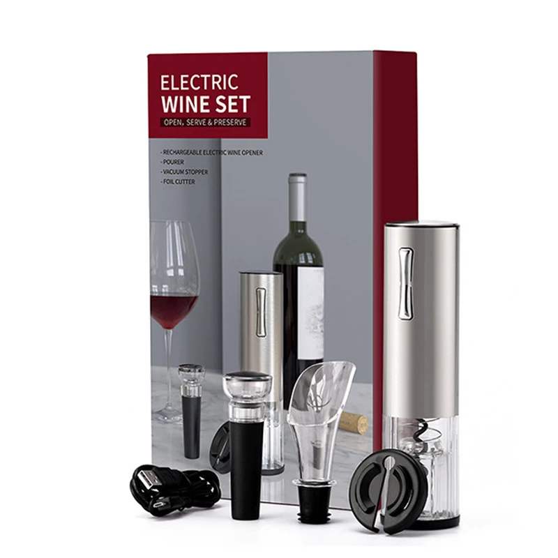 Recharge Electric Wine Opener Wine Corkscrew Automatic Foil Cutter Vacuum Wine Stopper Electric Wine Bottle Opener
Recharge Electric Wine Opener Wine Corkscrew Automatic Foil Cutter Vacuum Wine Stopper Electric Wine Bottle Opener