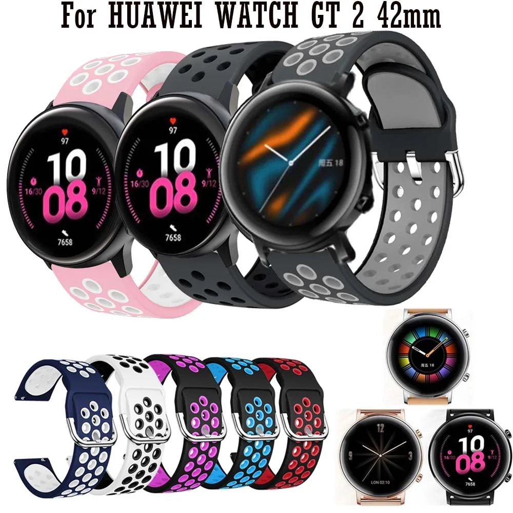 20 мм спортивный силиконовый ремешок для часов Huawei watch GT 2 42 Smartwatch сменный Samsung Galaxy