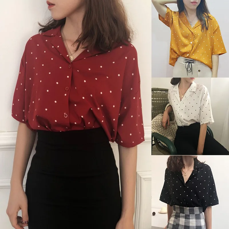 Women's Clothes 2020 Fashion Ladies Solid Summer Chiffon Dot Print V-Neck Casual Short Sleeve Blouse One Size
Women's Clothes 2020 Fashion Ladies Solid Summer Chiffon Dot Print V-Neck Casual Short Sleeve Blouse One Size