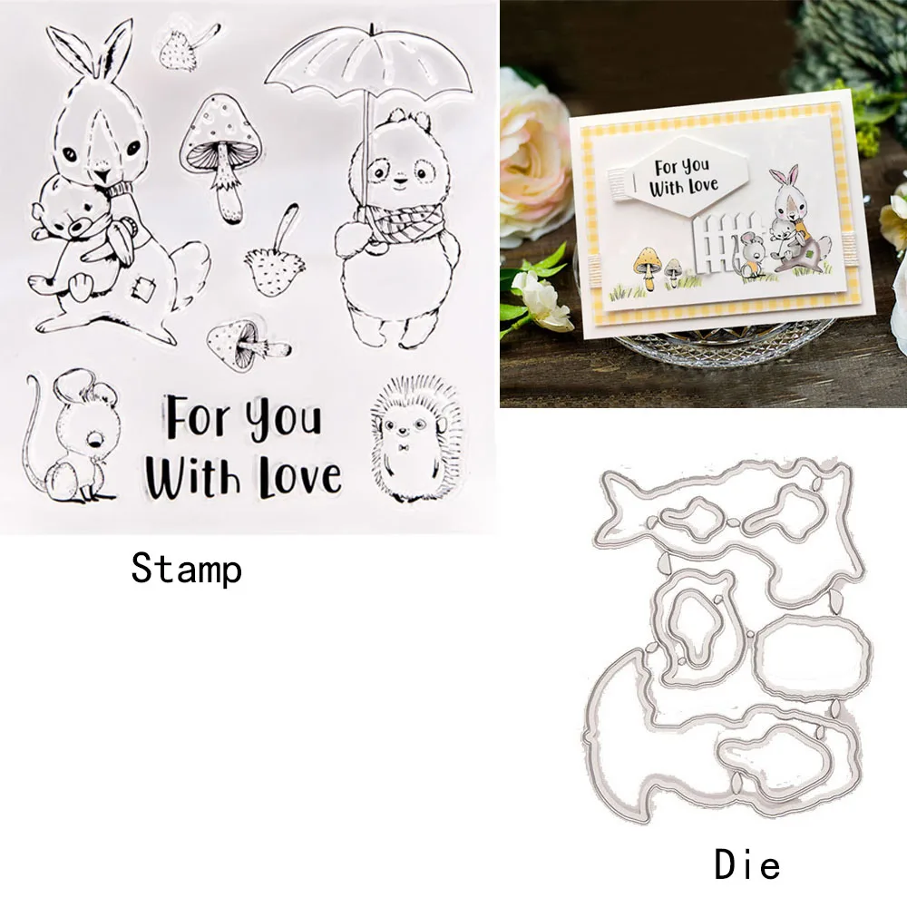 

Easter Clear Stamp and Die Clear Silicone Stamp Card Hand Account Rabbit Stamps for DIY Scrapbooking Card