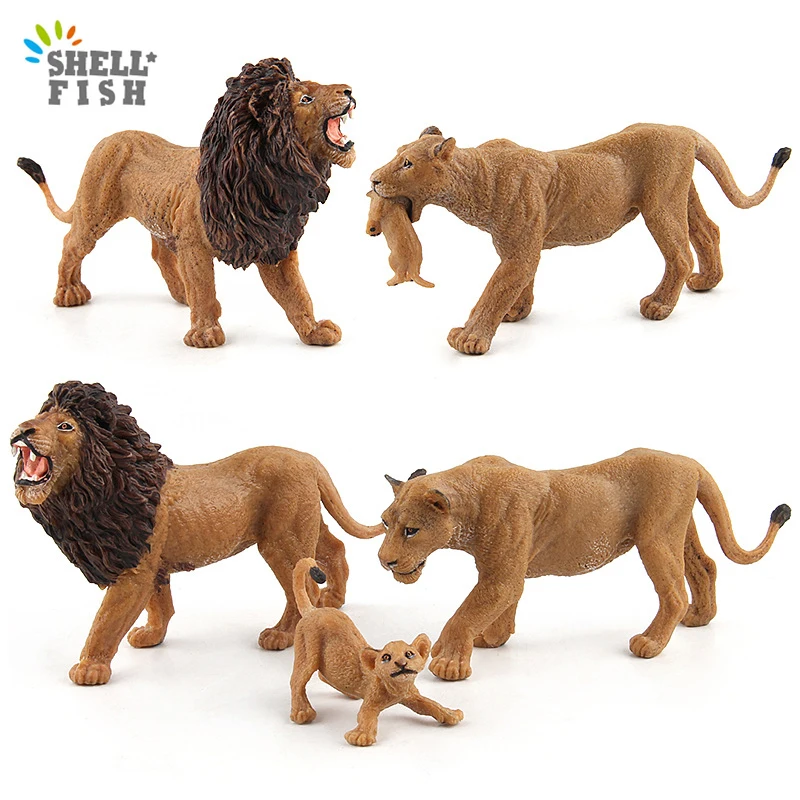

Simulated Male Lion Lioness With Lions Cub PVC Simulation African Wild Animals Toys Model Children Kids Gifts For Xmas Education