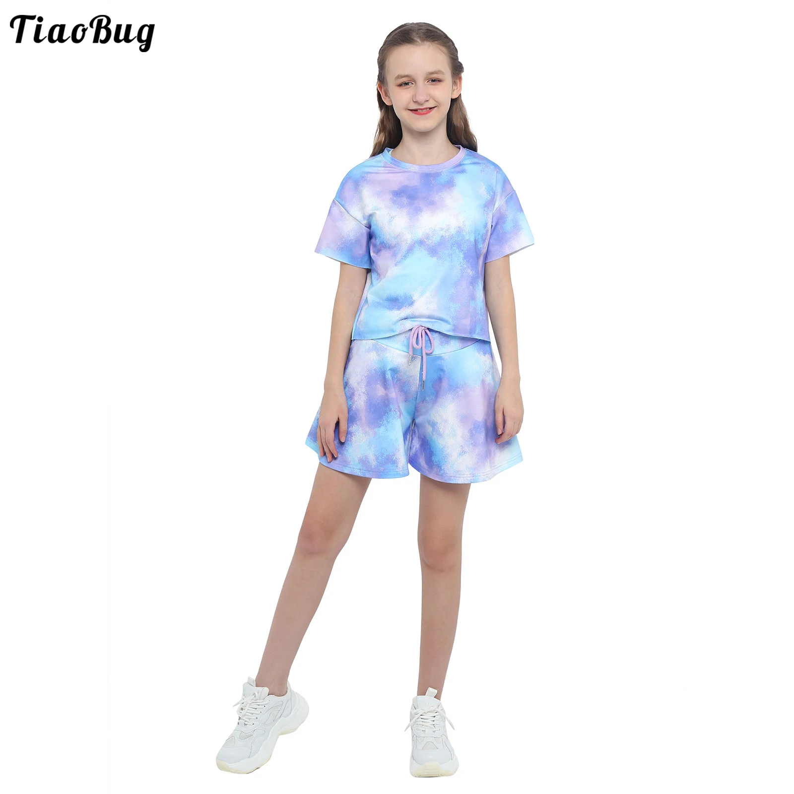 TiaoBug Summer 2Pcs Kids Girls Casual Tie Dye Print Sport Suit Round Neck Short Sleeve T-Shirt Top Shorts Set For Running Gym
TiaoBug Summer 2Pcs Kids Girls Casual Tie Dye Print Sport Suit Round Neck Short Sleeve T-Shirt Top Shorts Set For Running Gym