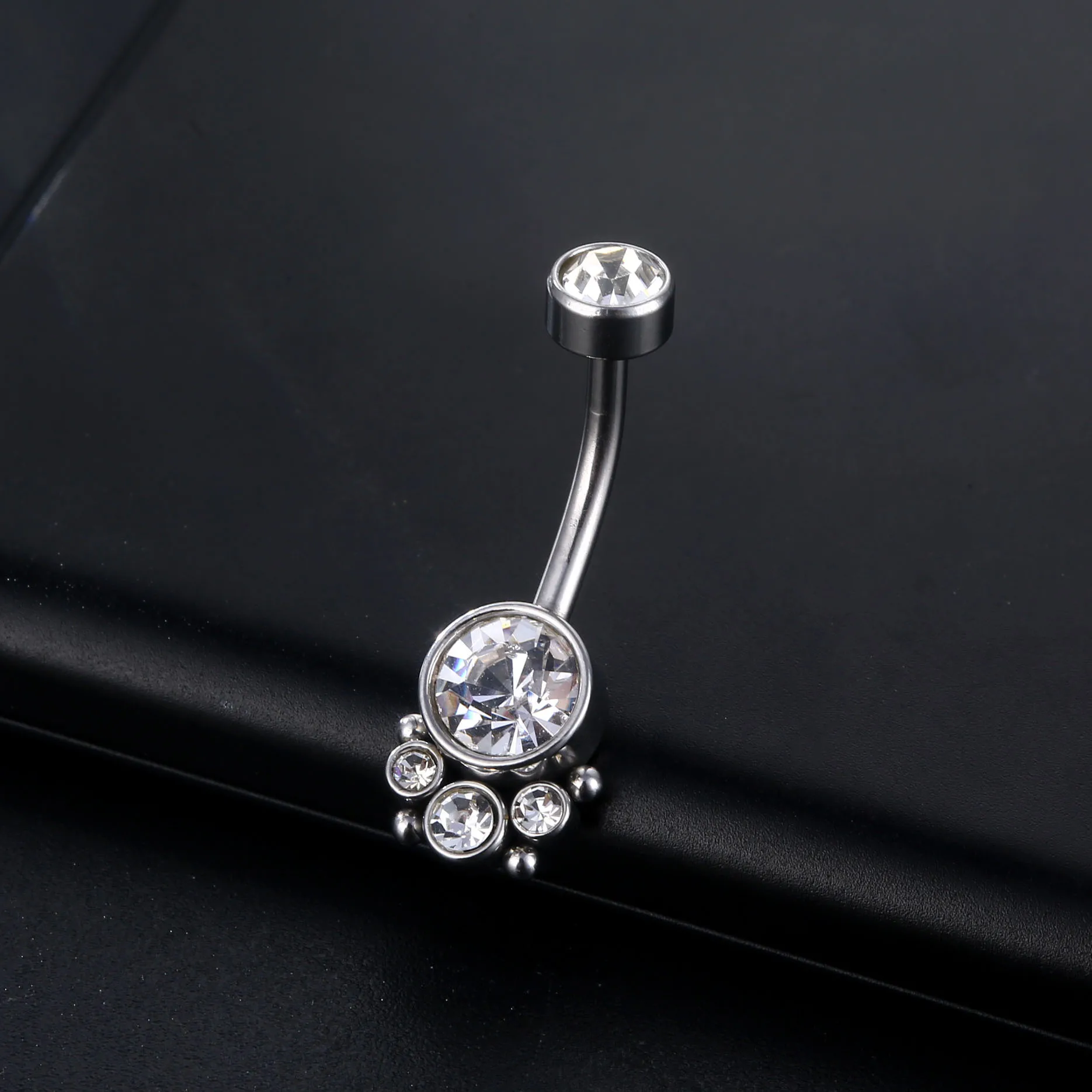 

1PC Piercing Navel Surgical Steel Single Crystal Rhinestone Belly Button Rings Navel Piercing Ombligo 5/8mm Ball Nombril