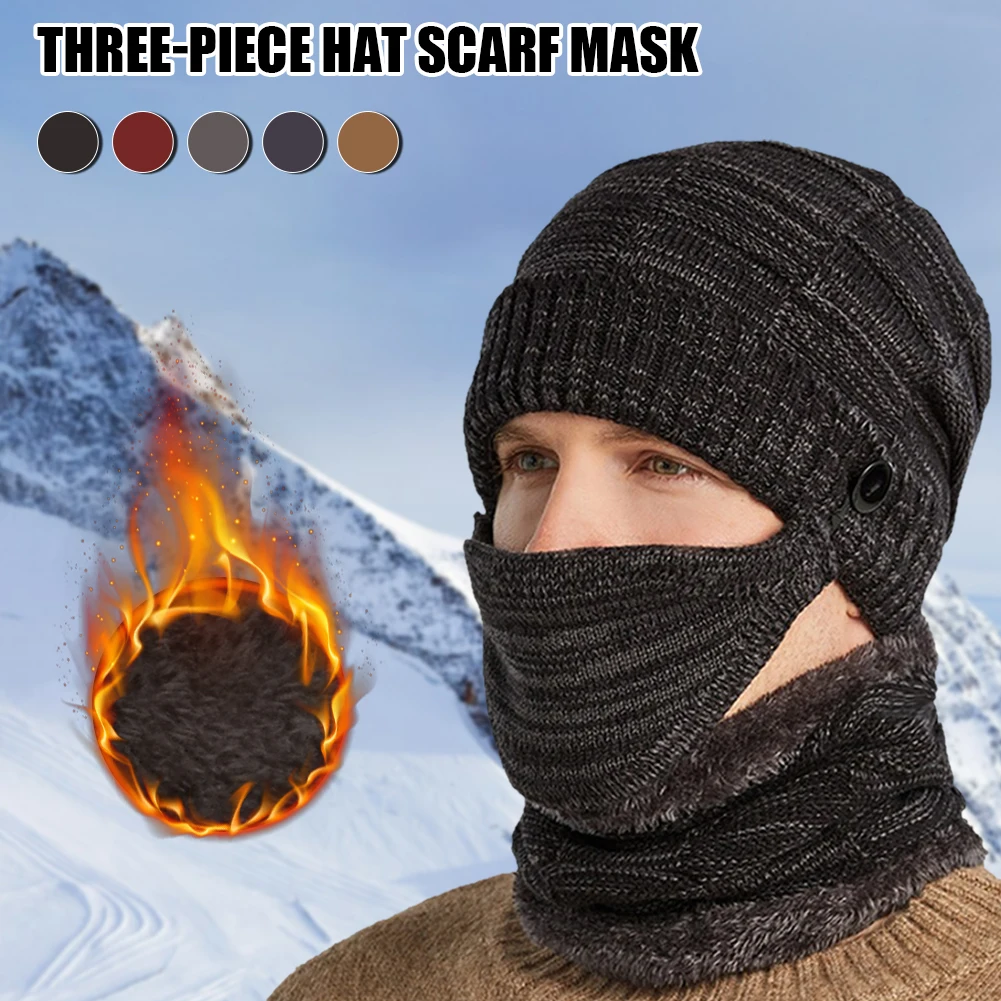 Winter 3-Piece Hat Scarf Mask Set for Men Women Knitted Beanie Neck Warmer Mask Winter Warm Balaclava Collar Set Accessories
Winter 3-Piece Hat Scarf Mask Set for Men Women Knitted Beanie Neck Warmer Mask Winter Warm Balaclava Collar Set Accessories