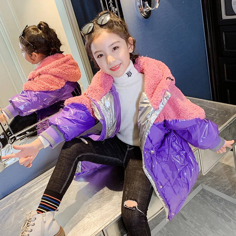 2021 Fashion New Children Cotton-padded Jacket Teenage Thick Warm Hooded Coat Kids Purple Letter Winter Outerwear Girls Snowsuit
2021 Fashion New Children Cotton-padded Jacket Teenage Thick Warm Hooded Coat Kids Purple Letter Winter Outerwear Girls Snowsuit