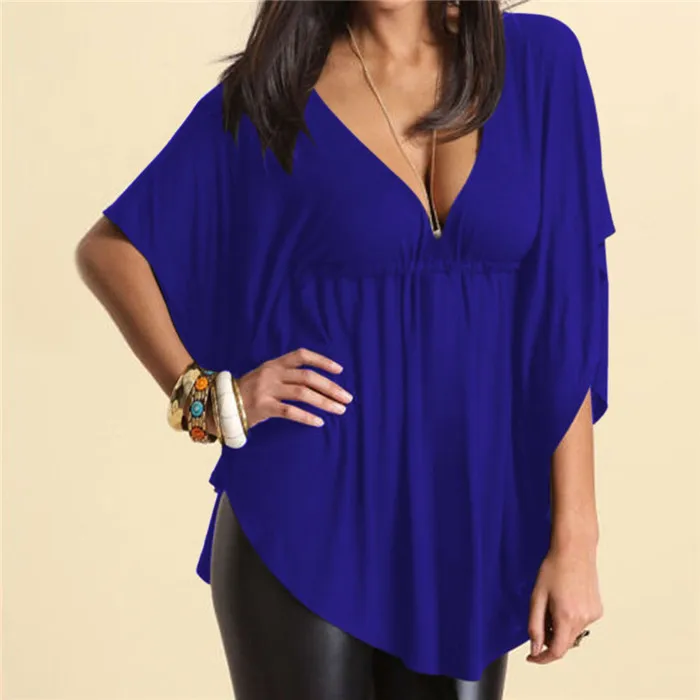 Summer Sexy Low-Cut Blouses Shirt Women Batwing Sleeve V neck Short Sleeve Blouse Tops Casual Loose Shirts Blusa Plus Size 3XL
Summer Sexy Low-Cut Blouses Shirt Women Batwing Sleeve V neck Short Sleeve Blouse Tops Casual Loose Shirts Blusa Plus Size 3XL