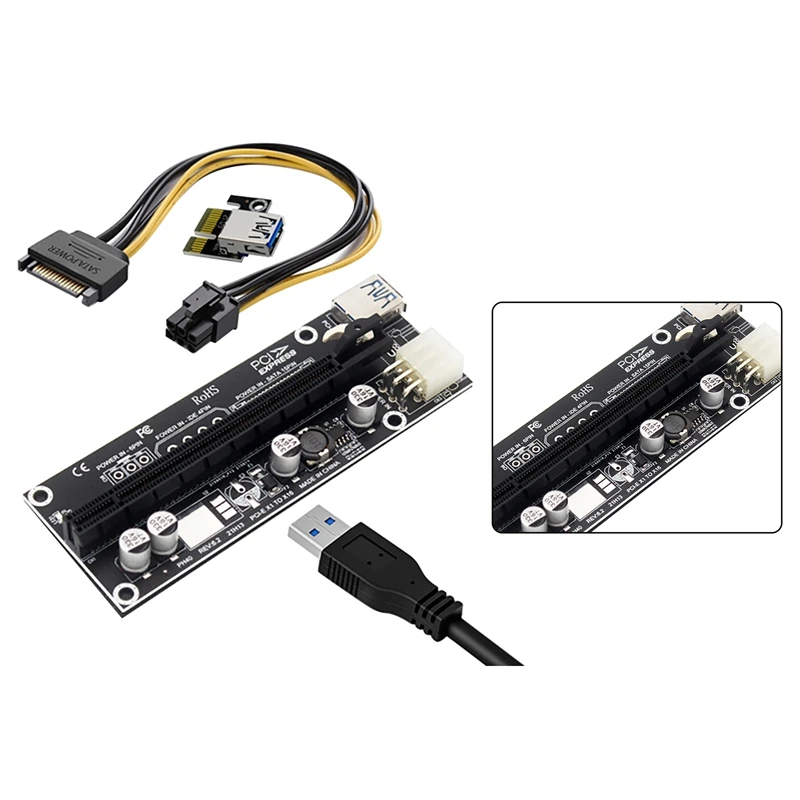Удлинительный кабель PCIe, карта адаптера X1 на X16 6PIN + интерфейс USB3.0, внешняя графическая карта адаптера для майнинга BTC
Удлинительный кабель PCIe, карта адаптера X1 на X16 6PIN + интерфейс USB3.0, внешняя графическая карта адаптера для майнинга BTC