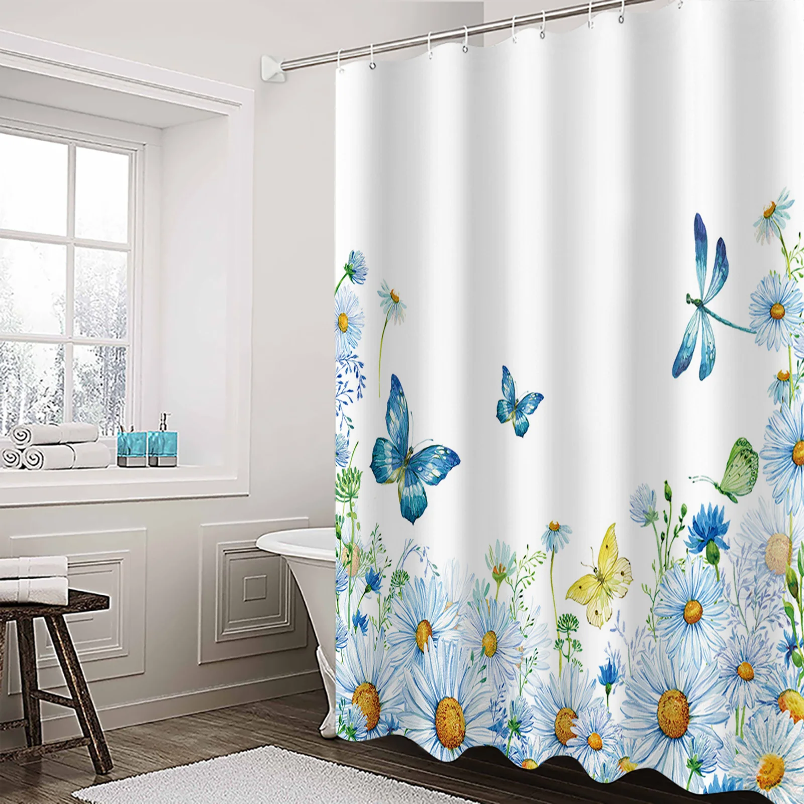 Watercolor Flowers Butterfly Dragonfly Shower Curtain Waterproof Polyester Fabric Shower Curtains Home Decor Curtain with Hook
Watercolor Flowers Butterfly Dragonfly Shower Curtain Waterproof Polyester Fabric Shower Curtains Home Decor Curtain with Hook