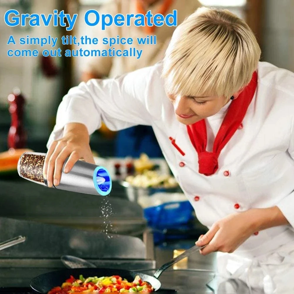 Electric Automatic Mill Pepper and Salt Cook Grinder LED Light Peper Spice Grain Porcelain Grinding Core Kitchen Tools Kits
Electric Automatic Mill Pepper and Salt Cook Grinder LED Light Peper Spice Grain Porcelain Grinding Core Kitchen Tools Kits