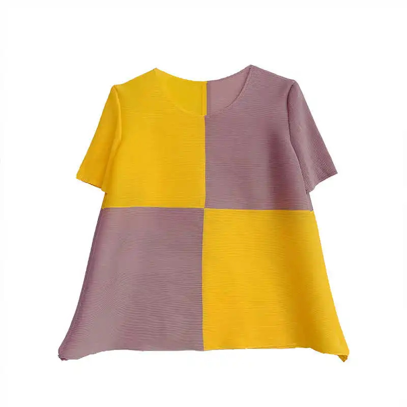 LANMREM Pleated T-shirt 2021 Summer New Color Matching Short Sleeve Round Neck Stitching Shirts Large Size Fashion Top 2D5041
LANMREM Pleated T-shirt 2021 Summer New Color Matching Short Sleeve Round Neck Stitching Shirts Large Size Fashion Top 2D5041