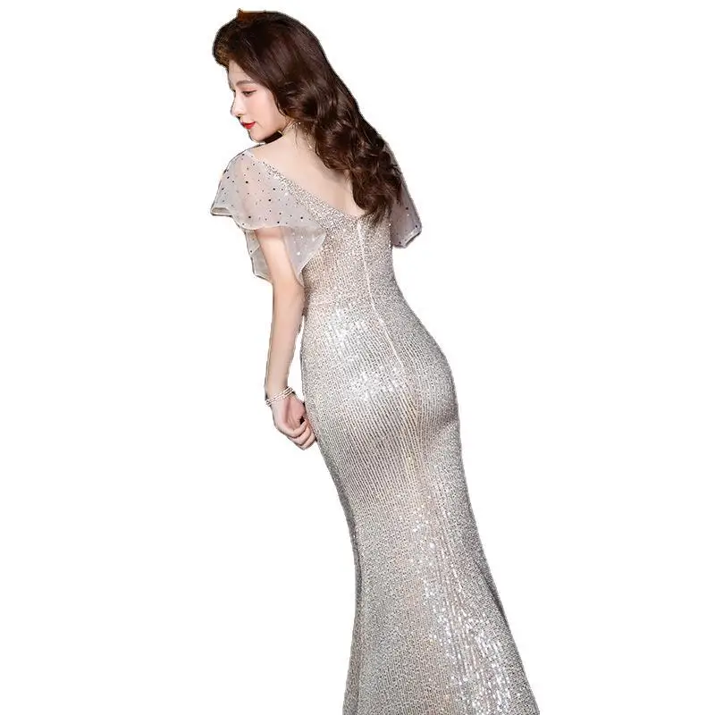Champagne Elegant Exquisite Sequins Banquet Gown Female Temperament Celebrity Dresses Sexy Off the Shoulder Evening Party Dress
Champagne Elegant Exquisite Sequins Banquet Gown Female Temperament Celebrity Dresses Sexy Off the Shoulder Evening Party Dress
