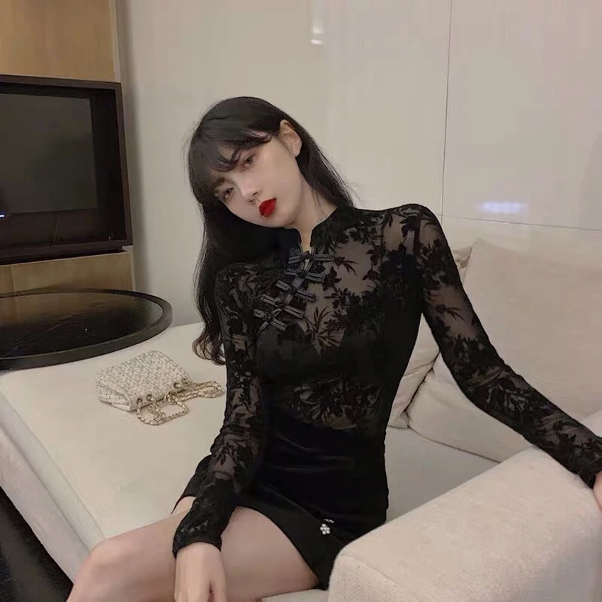 Традиционное платье в китайском стиле Qipao, Модный черный кружевной прозрачный топ, чонсам, готическая Сексуальная облегающая женская блузк...
Традиционное платье в китайском стиле Qipao, Модный черный кружевной прозрачный топ, чонсам, готическая Сексуальная облегающая женская блузк...
