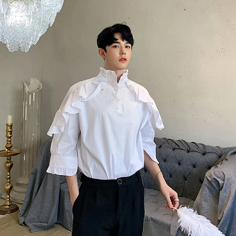 Men Front Back Wear Stand Collar Shawl Loose Casual Shirts Male Women Vintage Pullover Party Show Dress Shirts Stage Clothing
Men Front Back Wear Stand Collar Shawl Loose Casual Shirts Male Women Vintage Pullover Party Show Dress Shirts Stage Clothing