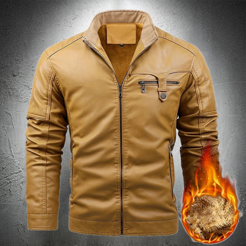 Autumn Leather Jacket Men Fur Lined Thick PU Leather Biker Jacket Motorcycle Coat Casual Coat Fashion Clothing Warm Fall Coat
Autumn Leather Jacket Men Fur Lined Thick PU Leather Biker Jacket Motorcycle Coat Casual Coat Fashion Clothing Warm Fall Coat