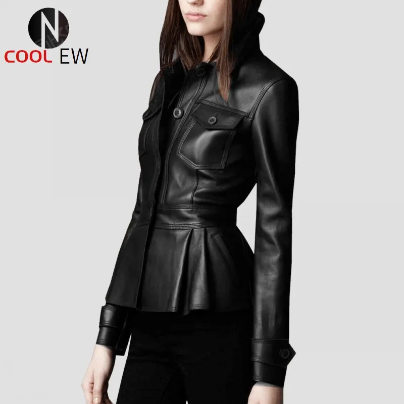 2021 Spring Women Leather Jacket Coat Black Sheepskin Genuine Leather Motorcycle Clothes Female Sexy Slim Button Pleated Jackets
2021 Spring Women Leather Jacket Coat Black Sheepskin Genuine Leather Motorcycle Clothes Female Sexy Slim Button Pleated Jackets