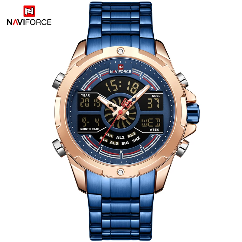 

NAVIFORCE Men Watch Clock Chronograph Military Top Brand Fashion Digital Stainless Steel Sport Analog 30M Waterproof Luxury 2021
