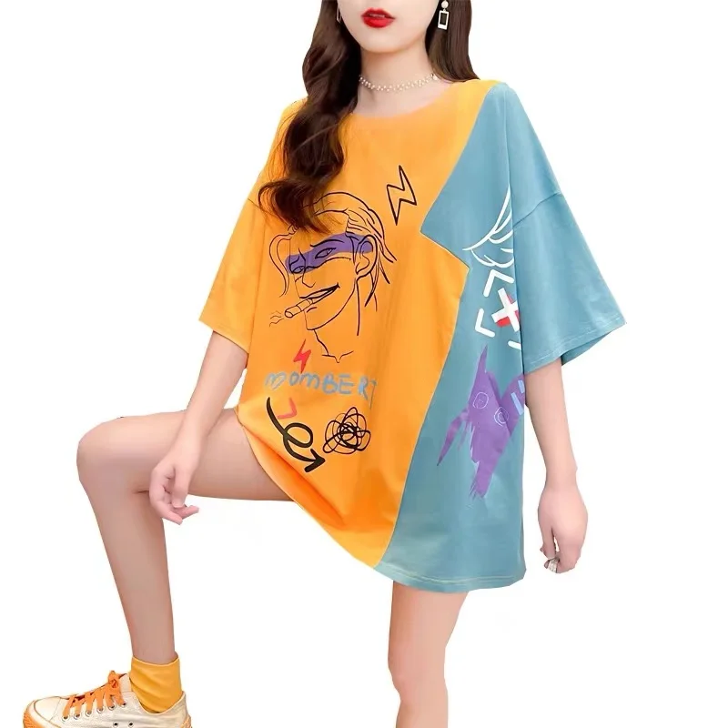 T-Shirt Dress Women's 2022 New Summer Short-Sleeved T-Shirt Lady Korean Mid-Length Loose Thin Printed Tops Female
T-Shirt Dress Women's 2022 New Summer Short-Sleeved T-Shirt Lady Korean Mid-Length Loose Thin Printed Tops Female