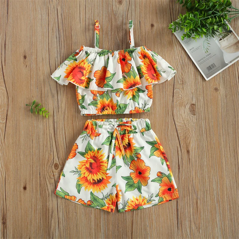 2021 Summer Casual Baby Girl Clothes Set 1-5 Years Old Girl's Sunflower Print Rruffle Camisole +Elastic High Waist Shorts
2021 Summer Casual Baby Girl Clothes Set 1-5 Years Old Girl's Sunflower Print Rruffle Camisole +Elastic High Waist Shorts